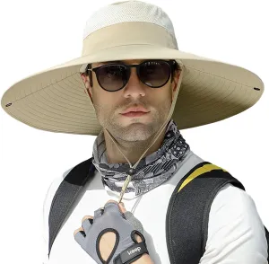 Peicees Super Wide Brim Sun Hat Men Women Fishing Bucket Hat Safari Cowboy Hat