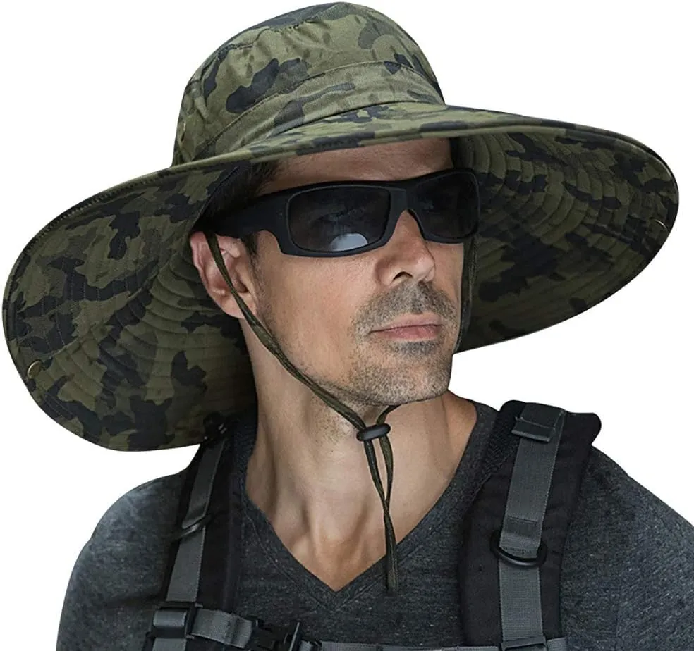 Peicees Super Wide Brim Sun Hat Men Women Fishing Bucket Hat Safari Cowboy Hat