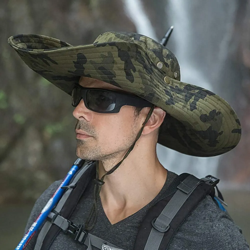 Peicees Super Wide Brim Sun Hat Men Women Fishing Bucket Hat Safari Cowboy Hat
