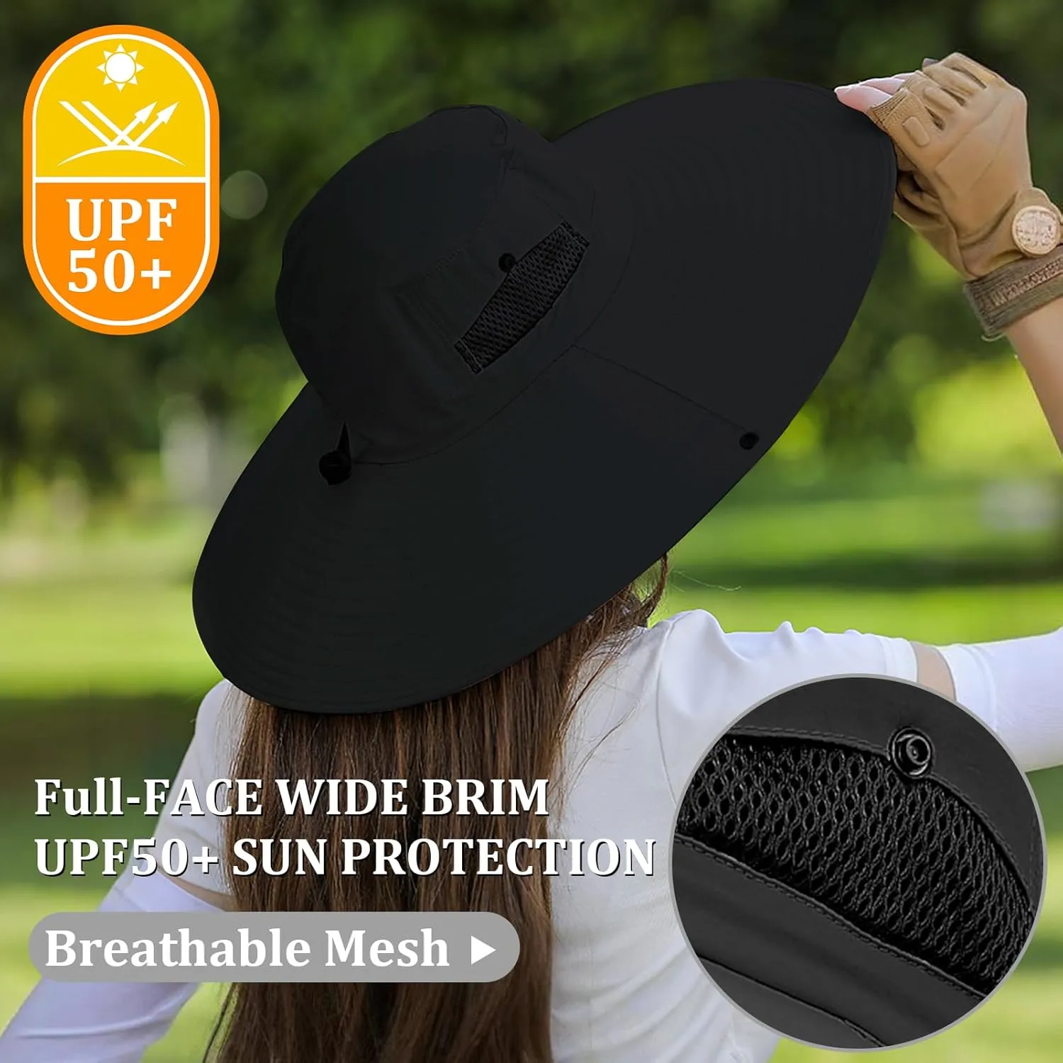 Peicees Women Wide Brim Sun Hat UPF50  Waterproof Bucket Hat for Fishing Hiking Camping