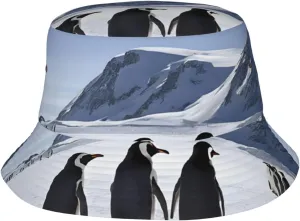 (Penguins On The Iceberg) Unisex Bucket Hat for Men Women Fashion Summer Sun Cap Outdoor Travel Fishing Hat for Beach Hiking Casual Wear