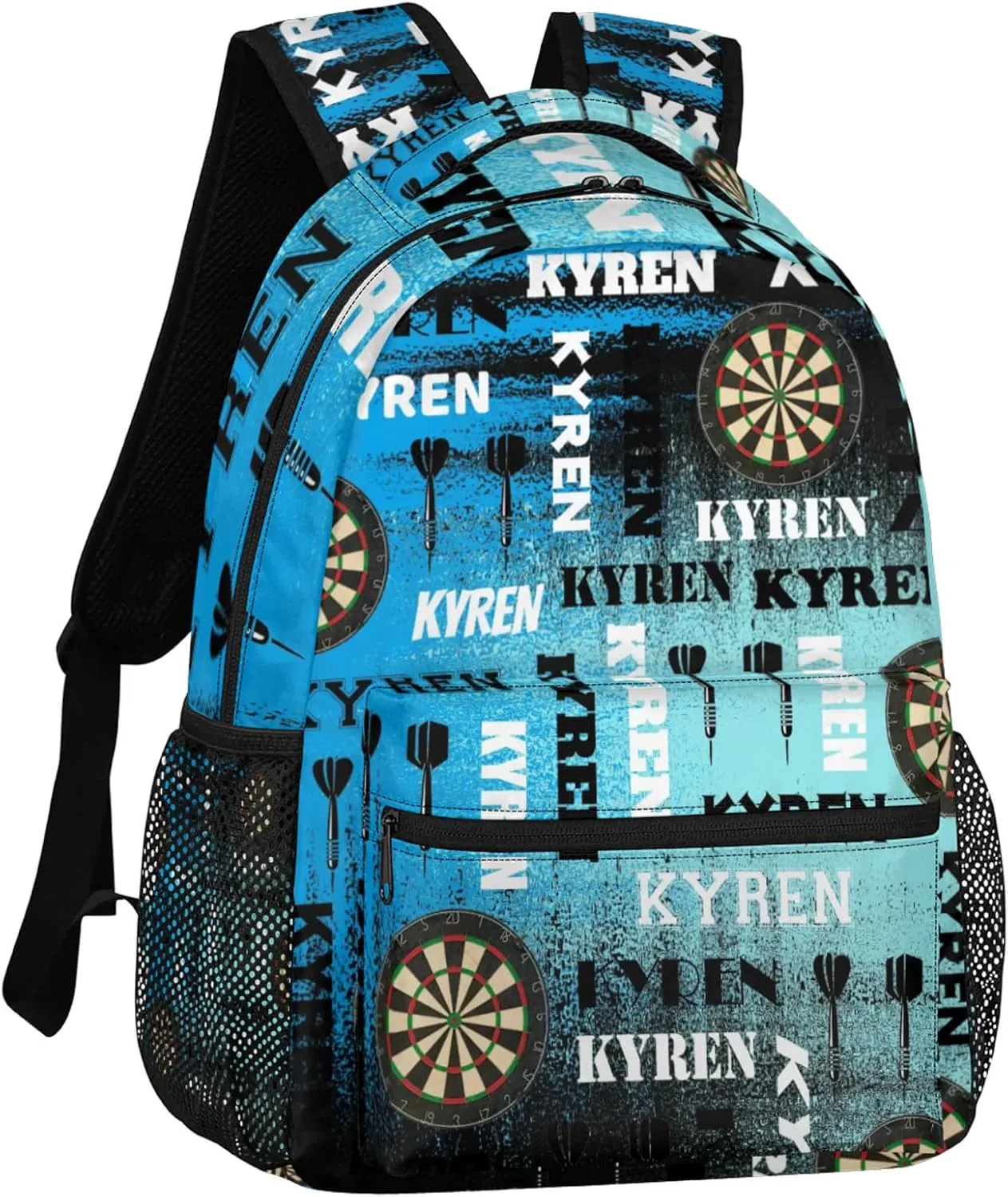 Personalized Darts Backpack, Custom Name Sports Bag Backpack for Men Women, Customized Laptop Backpacks Travel Camping Daypack, Blue