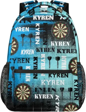 Personalized Darts Backpack, Custom Name Sports Bag Backpack for Men Women, Customized Laptop Backpacks Travel Camping Daypack, Blue