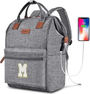 Personalized Initial Laptop Backpack for Women-Waterproof Teacher Backpack/College Backpack/Nurse Backpack for Work,Travel Bckapack with 15.6" Laptop Compartment-Birthday Gift for Women