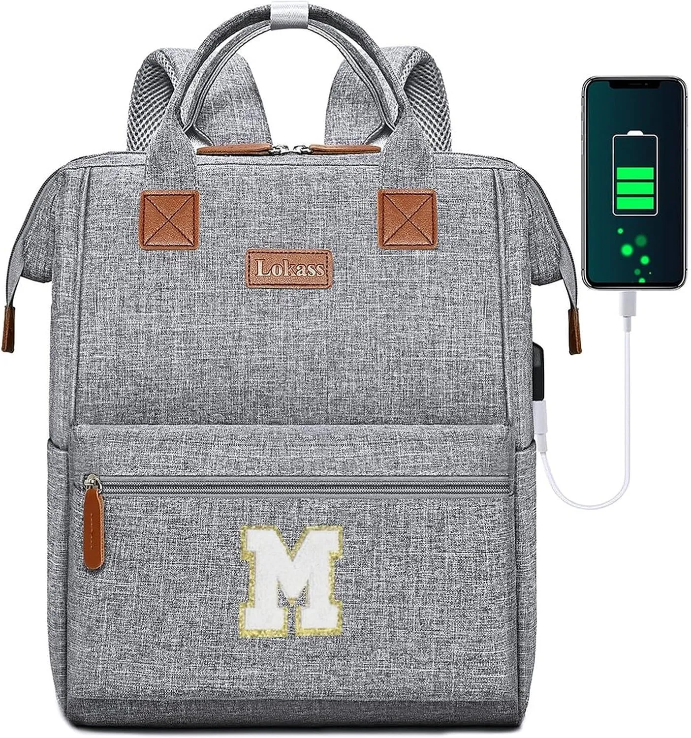 Personalized Initial Laptop Backpack for Women-Waterproof Teacher Backpack/College Backpack/Nurse Backpack for Work,Travel Bckapack with 15.6" Laptop Compartment-Birthday Gift for Women