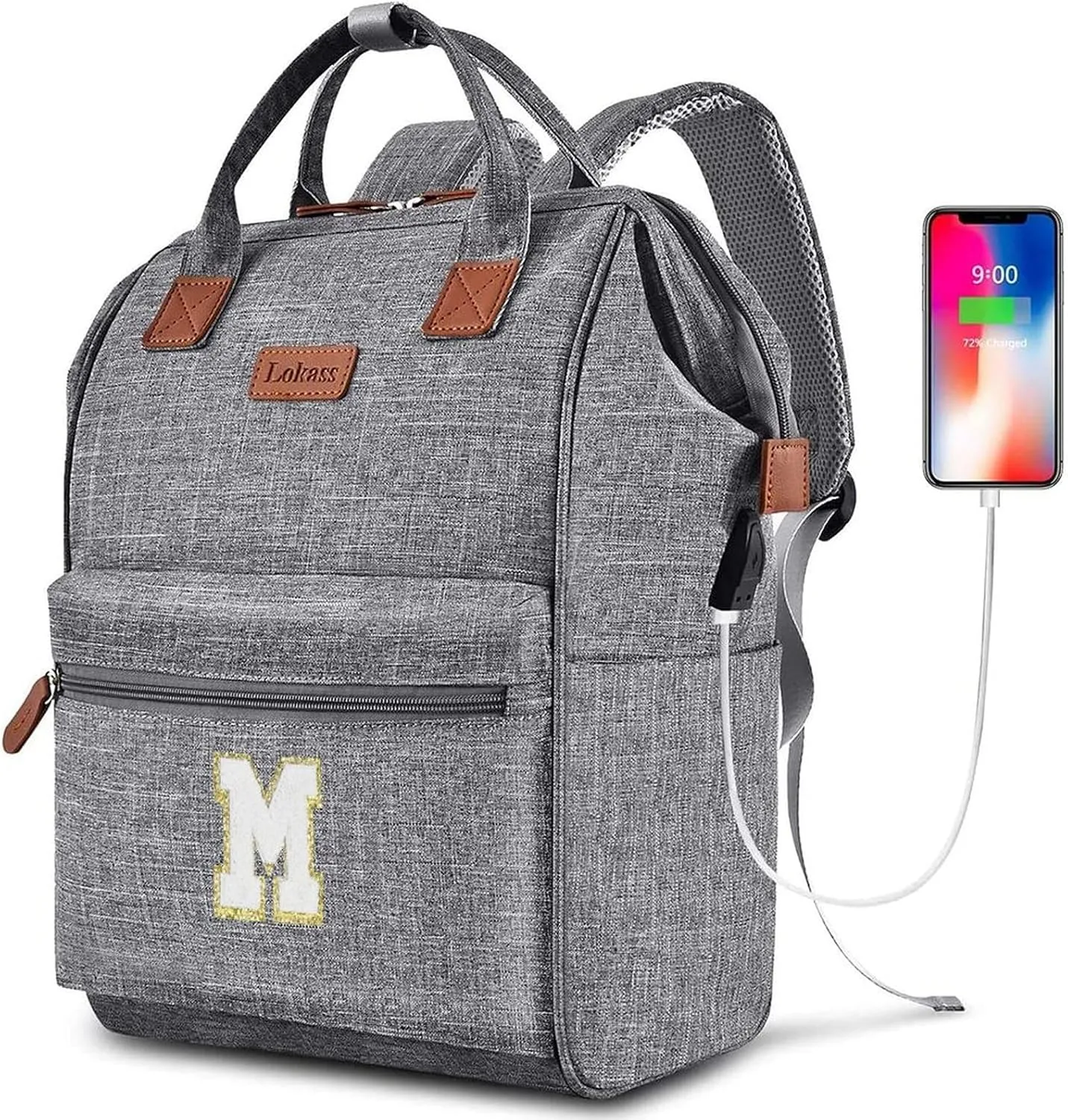 Personalized Initial Laptop Backpack for Women-Waterproof Teacher Backpack/College Backpack/Nurse Backpack for Work,Travel Bckapack with 15.6" Laptop Compartment-Birthday Gift for Women