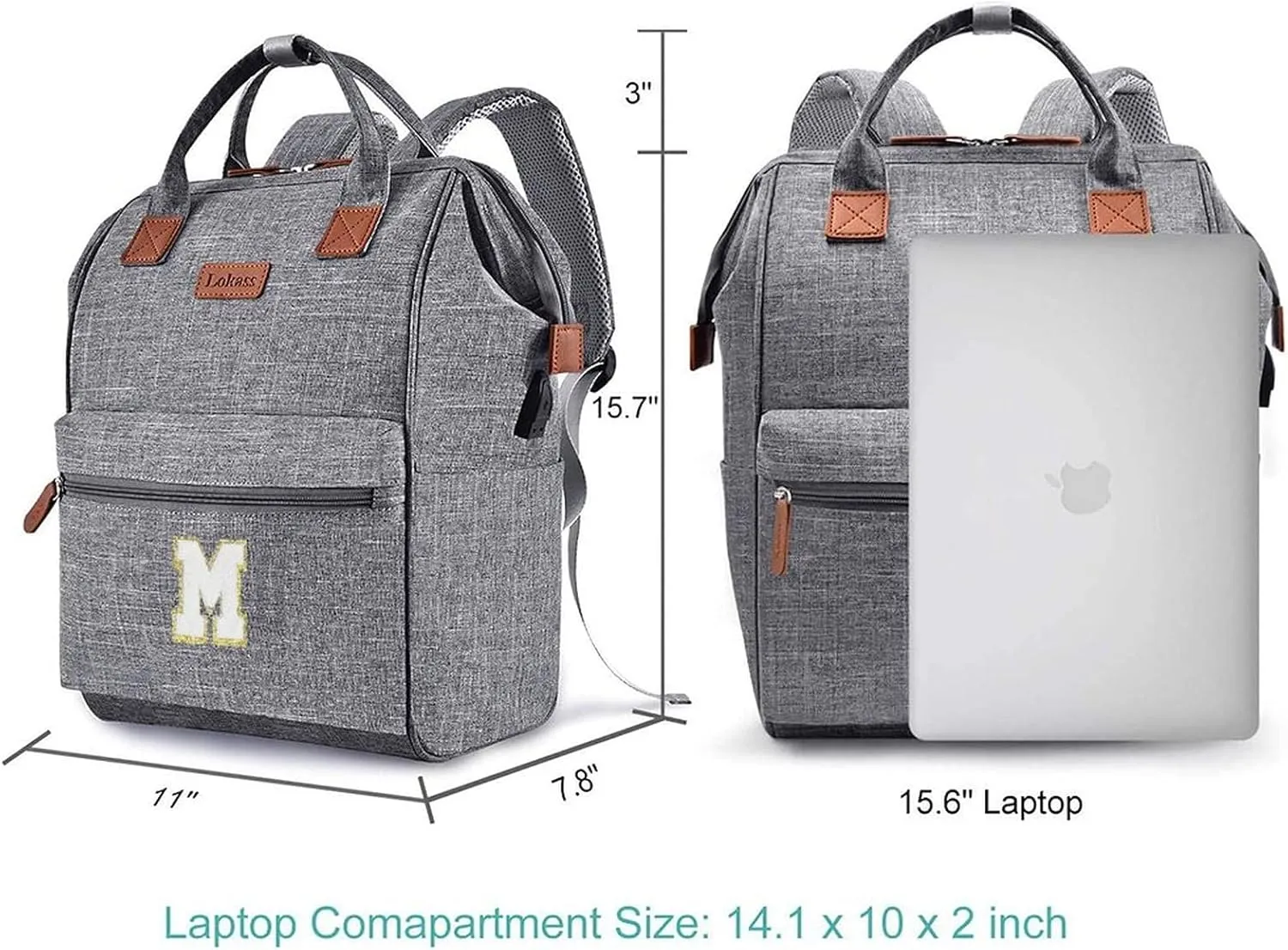 Personalized Initial Laptop Backpack for Women-Waterproof Teacher Backpack/College Backpack/Nurse Backpack for Work,Travel Bckapack with 15.6" Laptop Compartment-Birthday Gift for Women