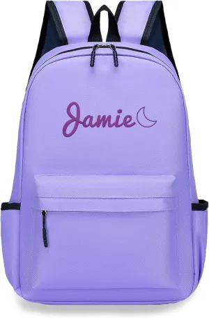 Personalized Kids Backpack for Teens Toddler Preschool Boys Girls, Custom Name Cute Kids School Backpack with Adjustable Padded Straps, Back to School Gifts for Boys Girls (Purple)