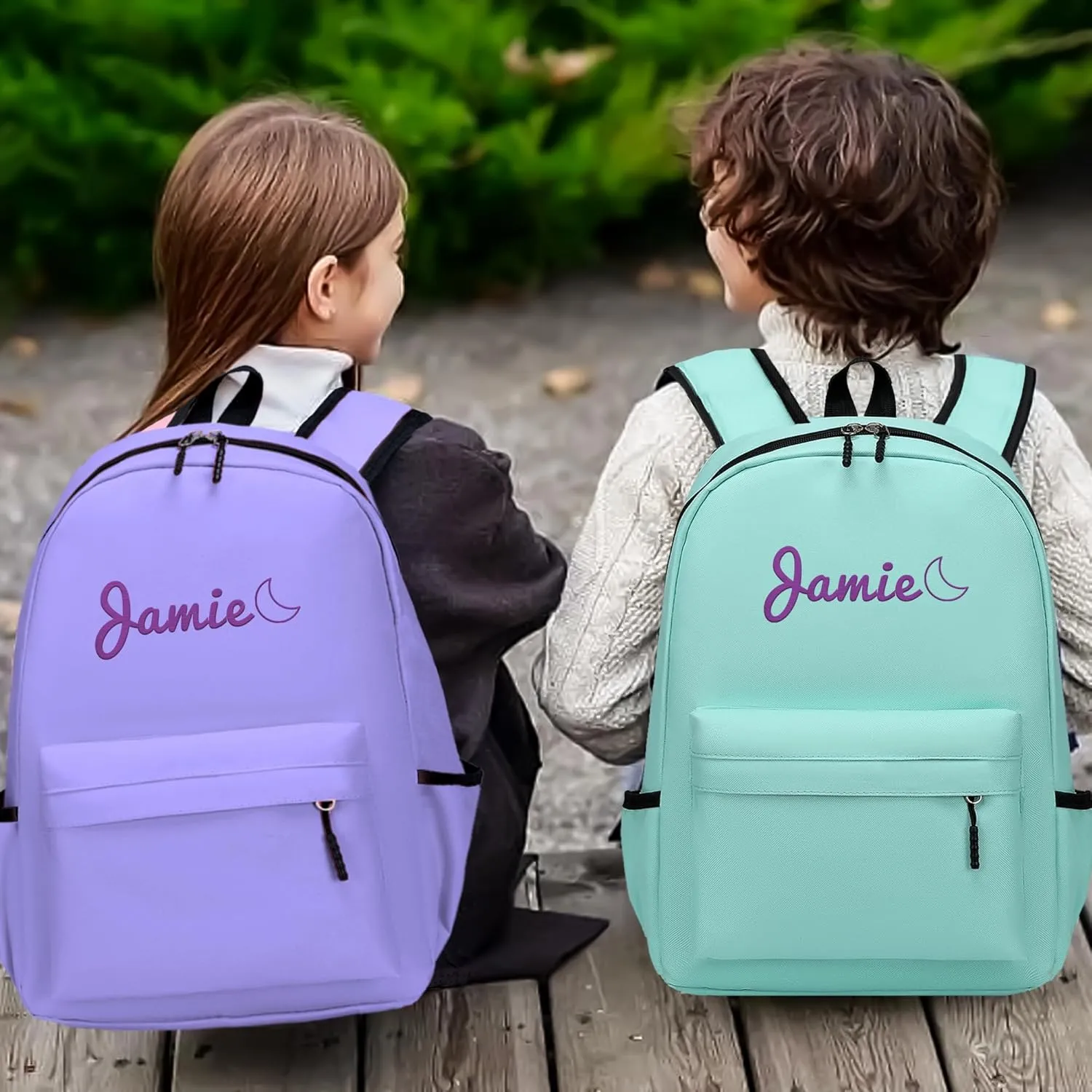 Personalized Kids Backpack for Teens Toddler Preschool Boys Girls, Custom Name Cute Kids School Backpack with Adjustable Padded Straps, Back to School Gifts for Boys Girls (Purple)