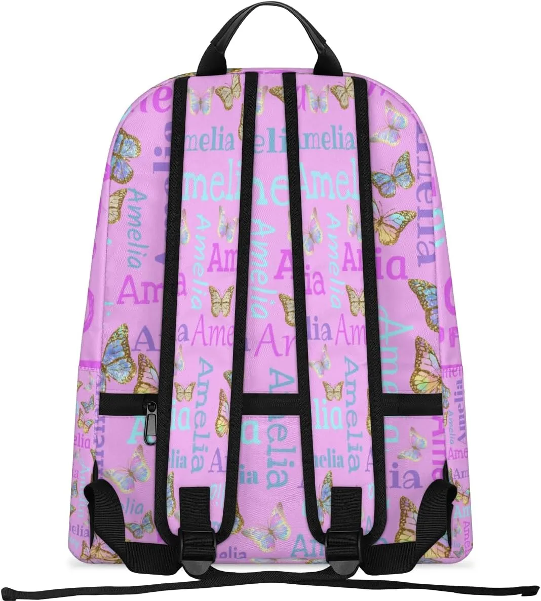 Personalized Kids Backpack School Bags for Girls, Custom Students Backpack Shoulder Bag Laptop Backpack Bookbag Gift for College School Travel Sport Pink Butter Glitter