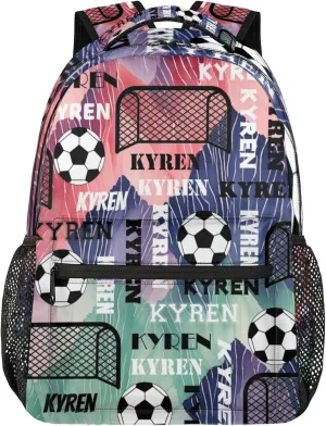 Personalized Soccer Backpack for Men Women, Custom Name Sports Bag Backpack Customized Laptop Backpacks Travel Camping Daypack, Red Purple