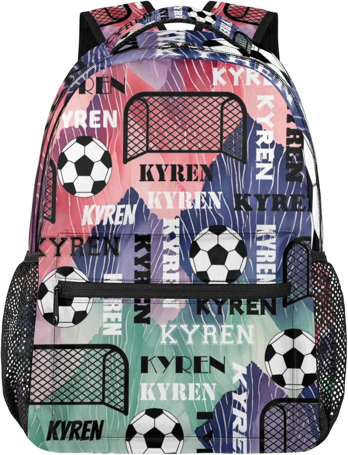 Personalized Soccer Backpack for Men Women, Custom Name Sports Bag Backpack Customized Laptop Backpacks Travel Camping Daypack, Red Purple