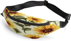Personalized Waist Packs with Adjustable Strap,Summer Sunflower CrossBody Fanny Pack Casual Bag for Travel Sports Running Hiking