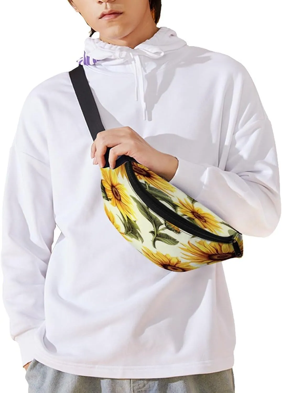 Personalized Waist Packs with Adjustable Strap,Summer Sunflower CrossBody Fanny Pack Casual Bag for Travel Sports Running Hiking