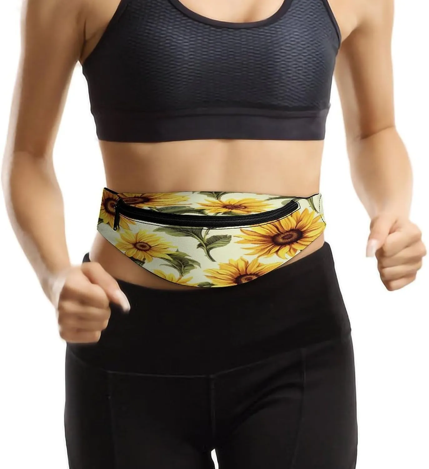 Personalized Waist Packs with Adjustable Strap,Summer Sunflower CrossBody Fanny Pack Casual Bag for Travel Sports Running Hiking