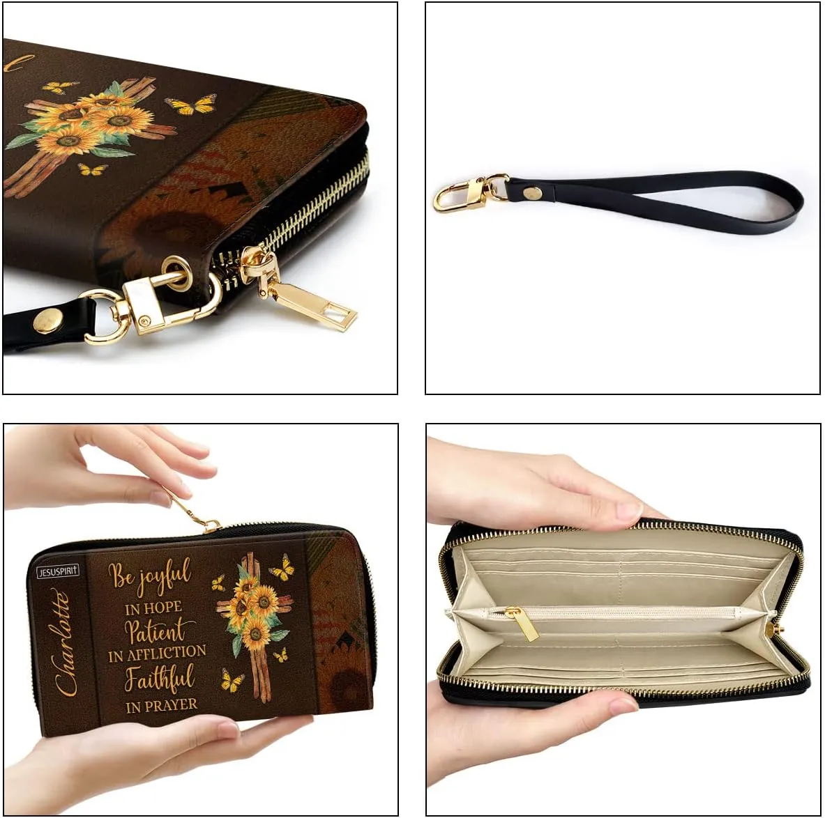 Personalized Wristlet Leather Clutch Purse For Women - Christian Gifts For Women, Christmas Gifts For Women