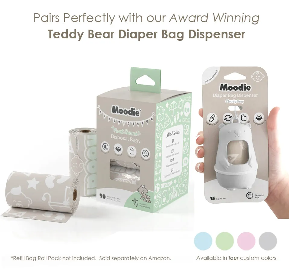 PLANT BASED Baby Disposable Diaper Bags |  100% Compostable - 6 Roll Refill Pack