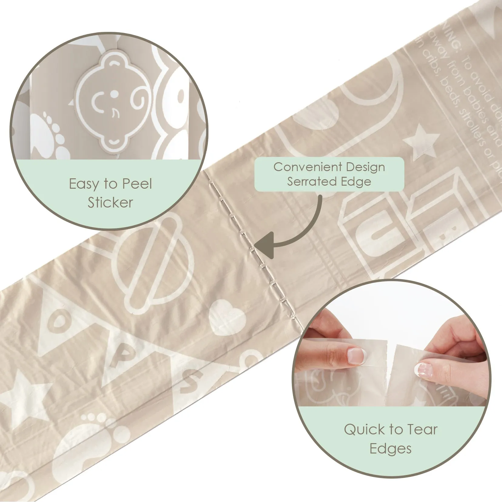 PLANT BASED Baby Disposable Diaper Bags |  100% Compostable - 6 Roll Refill Pack
