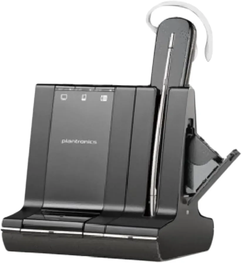 plantronics Savi W745 Wireless Office Headset System With Spare Battery (Renewed)