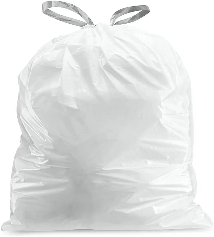 Plasticplace Trash Bags Compatible with simplehuman Code C (200 Count) White Drawstring Garbage Liners 2.6-3.2 Gallon / 10-12 Liter, 14.75" x 20"