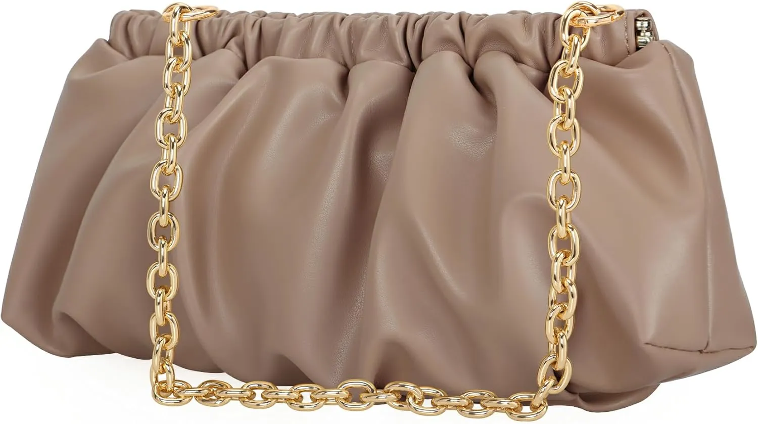 Pleated Evening Bag Soft Vegan Leather Dressy Clutch Purse Formal Ruched Handbag for Women