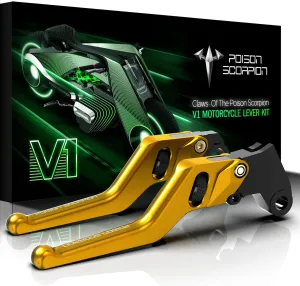 POISON SCORPION Brake Clutch Levers Short Wheel Roller Adjustable CNC Gold Compatible with YZF R1 2004-2008 / YZF R6 2005-2016