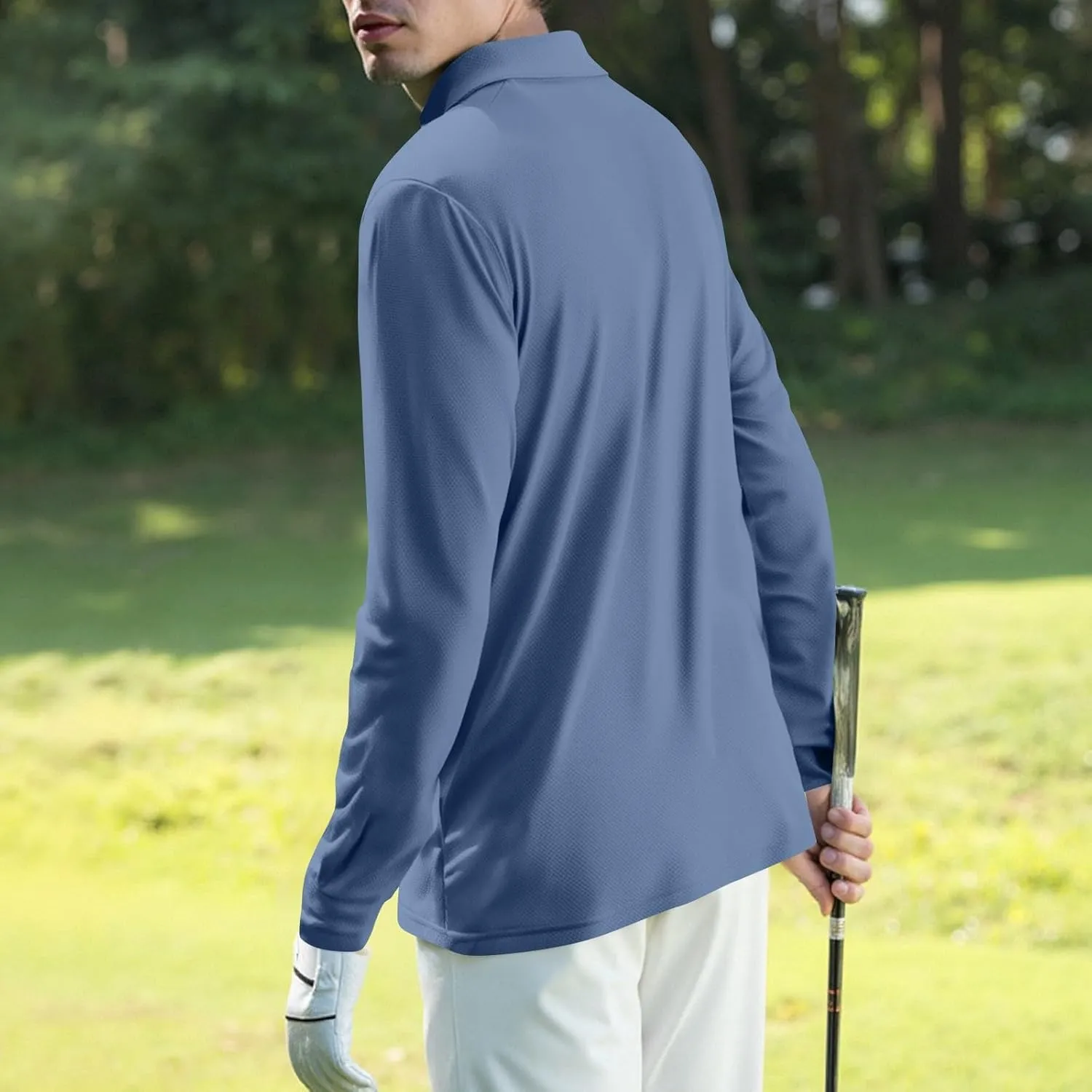 Polo Shirts for Men Long Sleeve Golf Shirts UPF 50  Sun Protection Ice Silk Cool Shirts for Work Fishing Outdoor