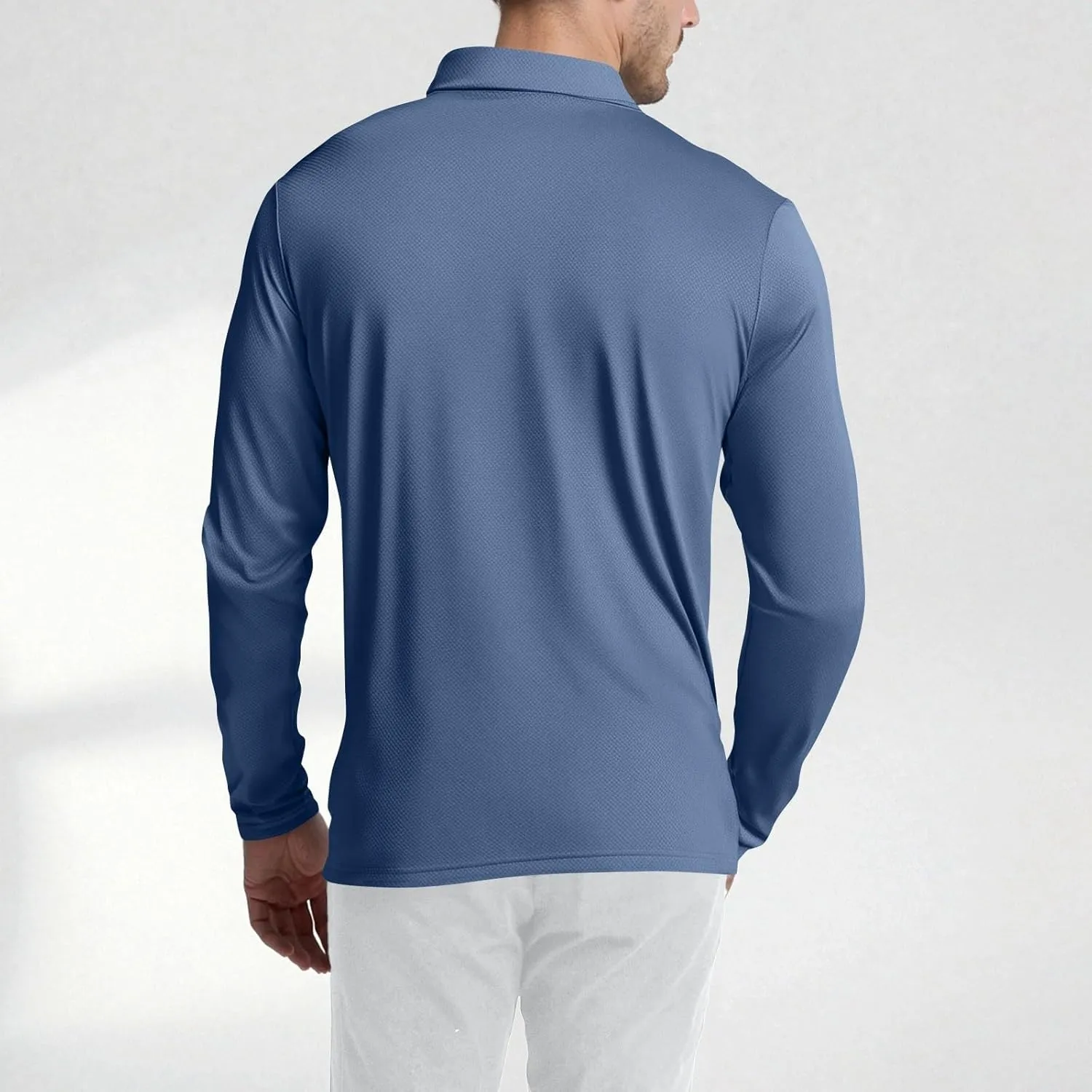 Polo Shirts for Men Long Sleeve Golf Shirts UPF 50  Sun Protection Ice Silk Cool Shirts for Work Fishing Outdoor