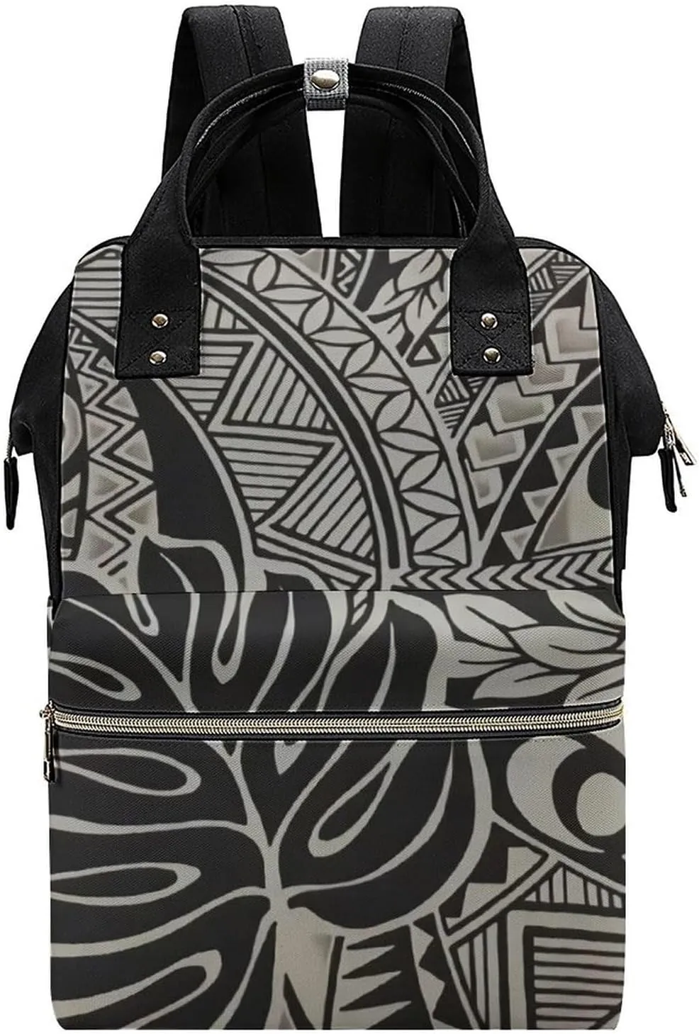Polynesian Tattoo Hawaiian Fabric Wide Open Designed Diaper Bag Waterproof Mommy Bag Multi-Function Travel Backpack Tote Bags