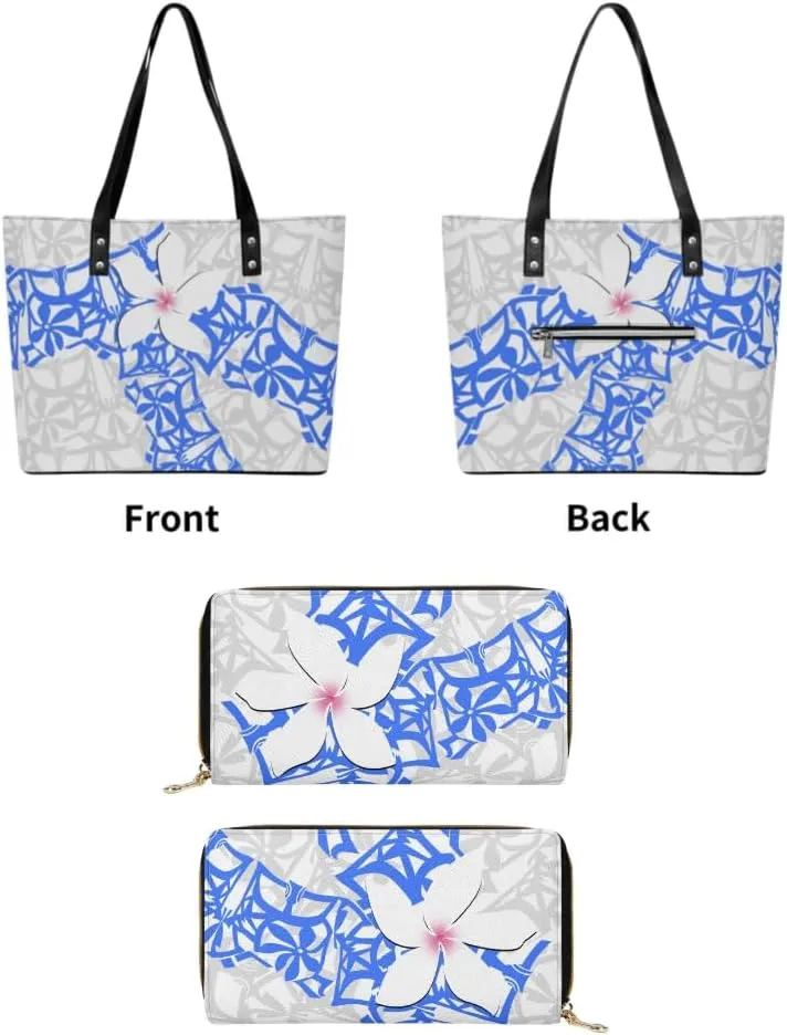 Polynesian Women Pu Handbag And Purse Samoa Island Tribal Design Retro Art Large Capacity Shoulder Bag 2-Piece Set