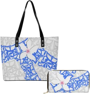 Polynesian Women Pu Handbag And Purse Samoa Island Tribal Design Retro Art Large Capacity Shoulder Bag 2-Piece Set