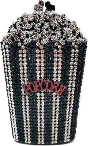 Popcorn Crystal Clutch Bag Women Novelty Evening Handbags Bridal Party Dinner Rhinestone Clutch Purse Wedding Bag,Mini