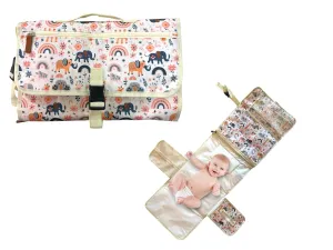 Portable Changing Pad For Baby - Safari Animal Print - Large, XL, Easy Clean, Foldable - Waterproof, Comfortable, Versatile - Quick Wipes Access - Diaper Changing Mat with Storage