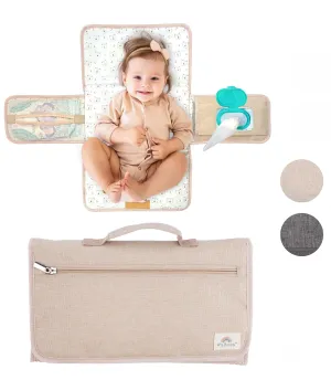 Portable Diaper Changing Pad - Waterproof Mat Travel Diaper Changing Station with Pockets for Baby Essentials - Gifts for Baby Shower, Newborn Girls and Boys
