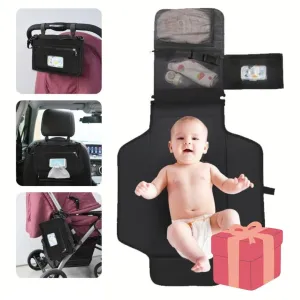 Portable Diaper Changing Pad - Waterproof Travel Kit with Smart Wipes Pocket & Free Baby Towel