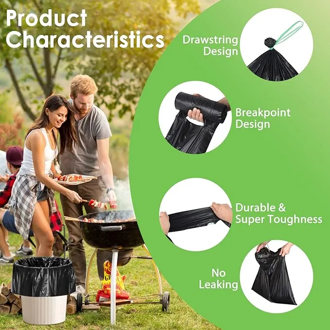 Portable Toilet Bags，8 Gallon Drawstring Trash Bags 80 Counts for Compostable Trash Bags for Outdoor Car Camping