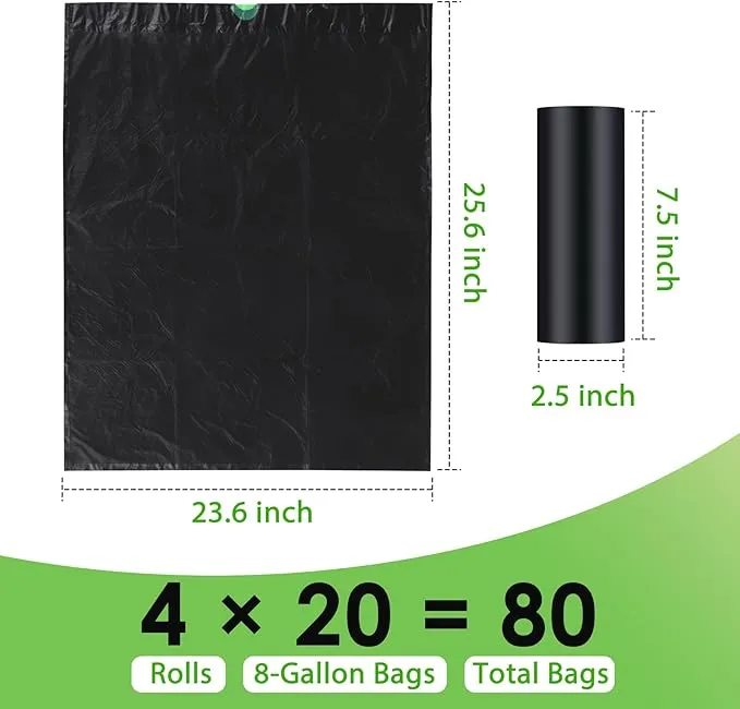 Portable Toilet Bags，8 Gallon Drawstring Trash Bags 80 Counts for Compostable Trash Bags for Outdoor Car Camping