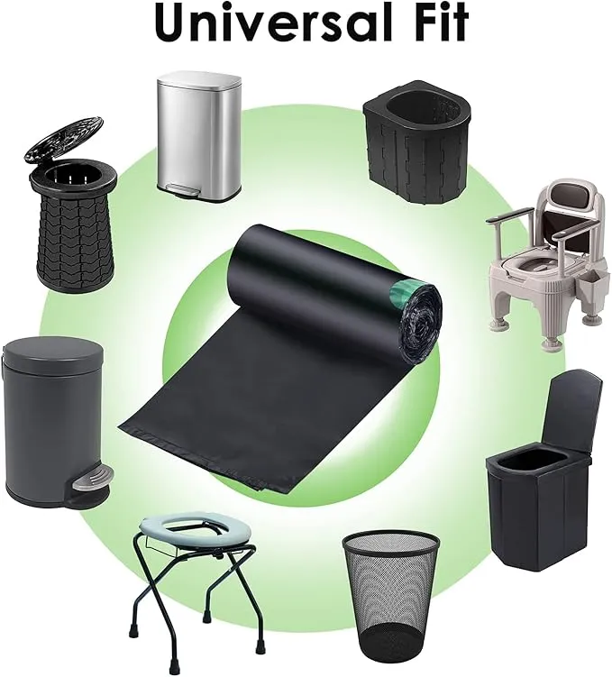 Portable Toilet Bags，8 Gallon Drawstring Trash Bags 80 Counts for Compostable Trash Bags for Outdoor Car Camping