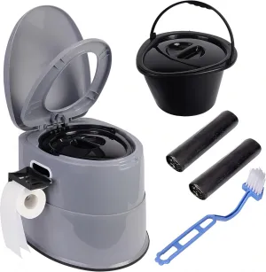 Portable Travel Toilet, with Detachable Inner Bucket and Toilet Paper Holder, for Camping Boat, Hiking, RV, Bedroom and Living Room