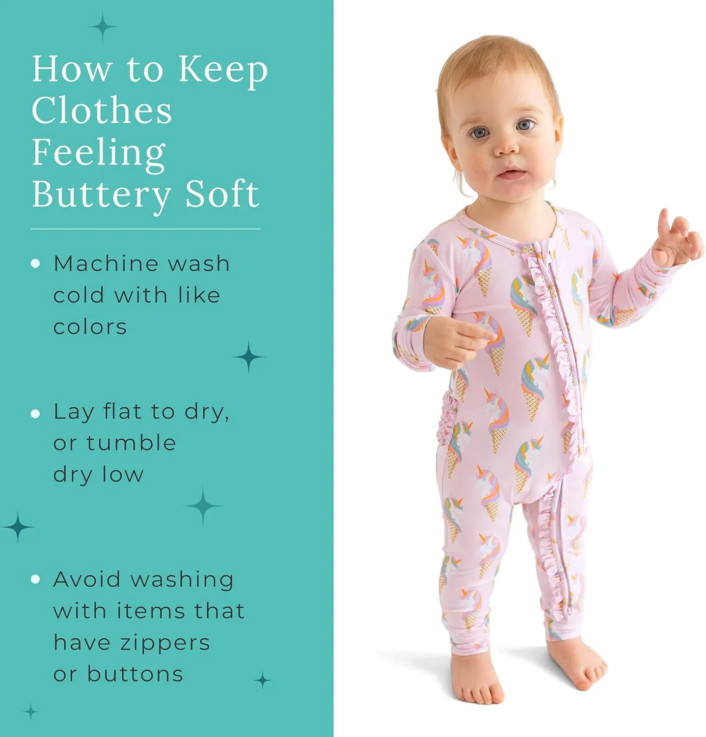 Posh Peanut Footless Baby Girl Pajamas - Viscose from Bamboo Ruffled Baby Sleepers with 2 Way Zipper for Easy Diaper Changes