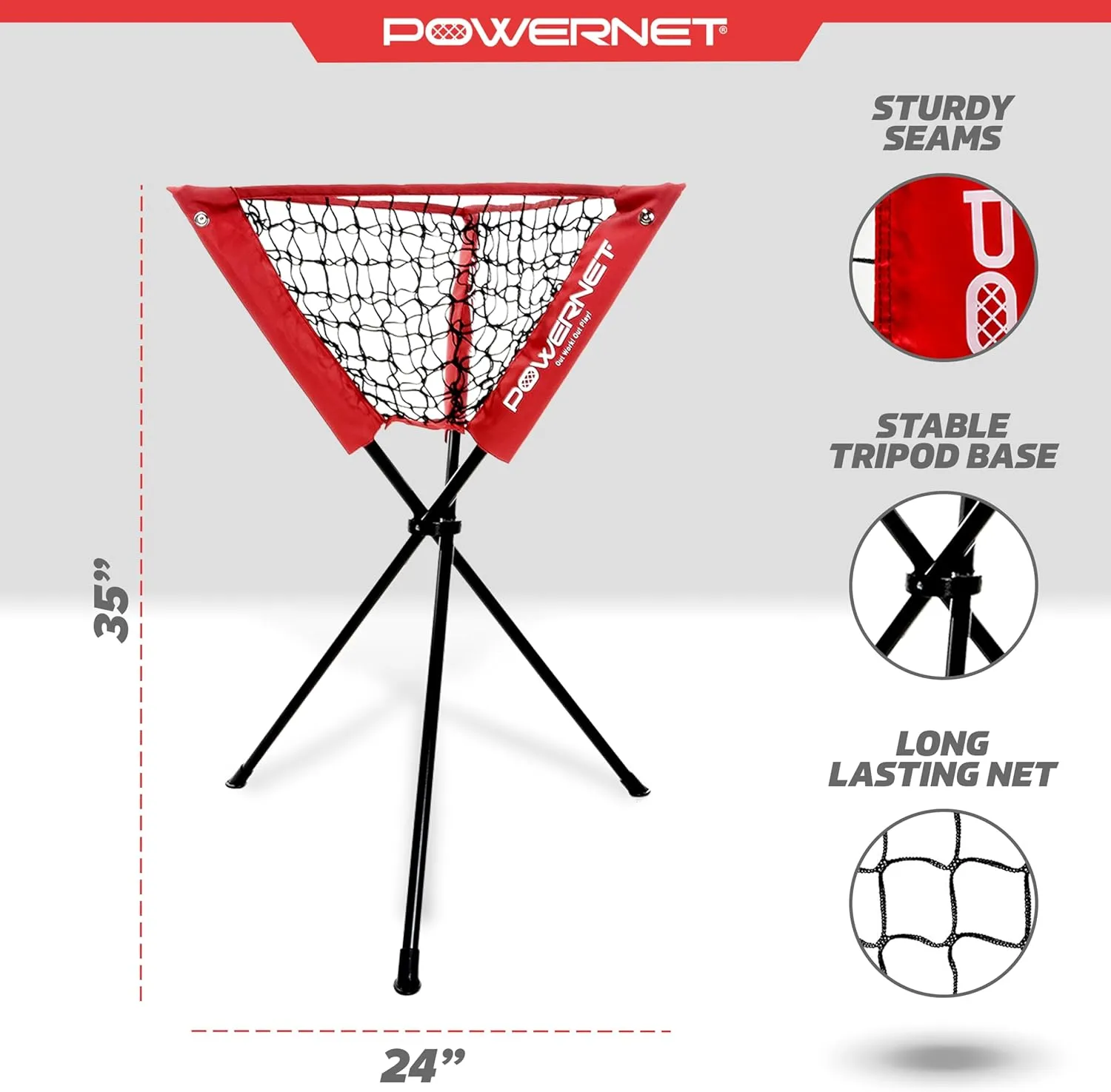 PowerNet Baseball Softball Portable Ball Caddy, Holds Bucket of Baseballs, Softballs, Tennis Balls, Use During Batting Practice Training and Drills