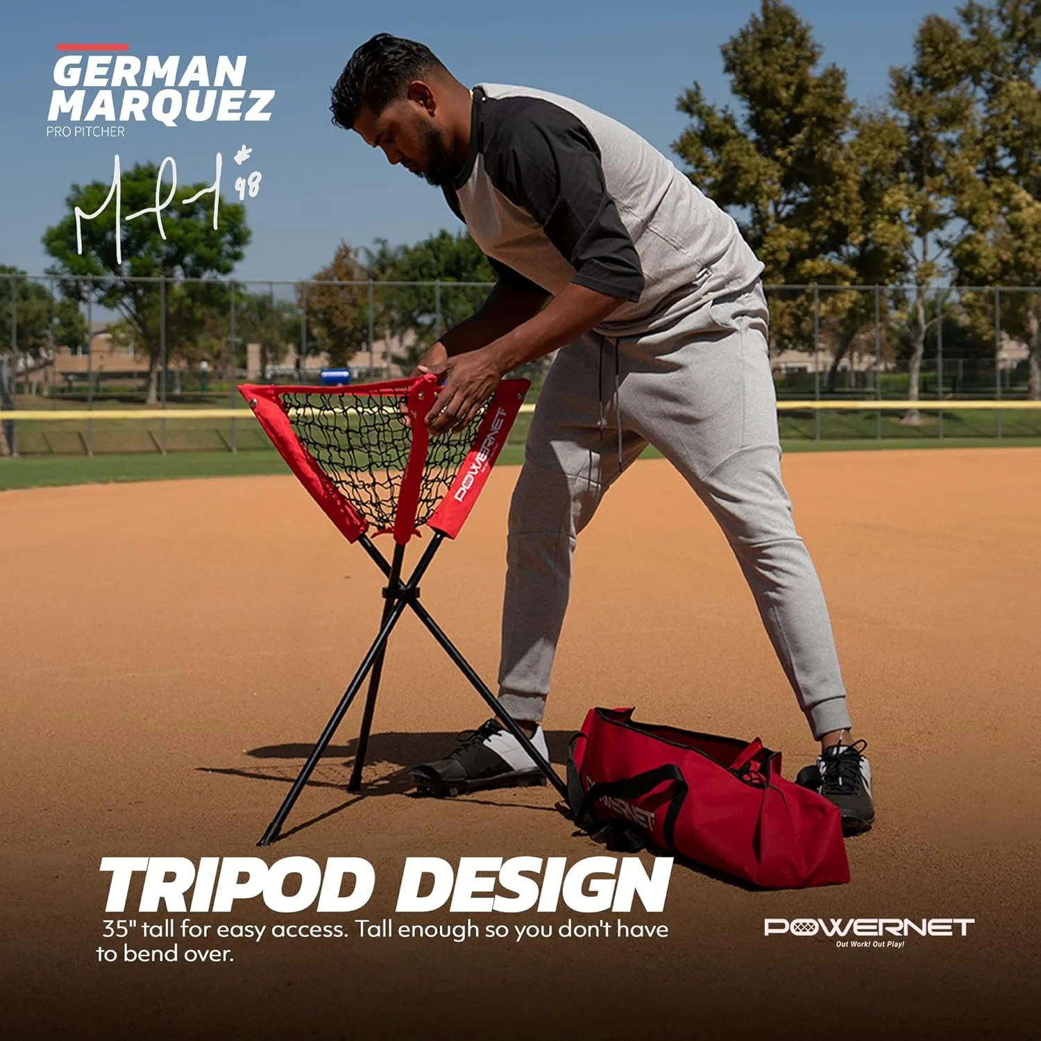 PowerNet Baseball Softball Portable Ball Caddy, Holds Bucket of Baseballs, Softballs, Tennis Balls, Use During Batting Practice Training and Drills
