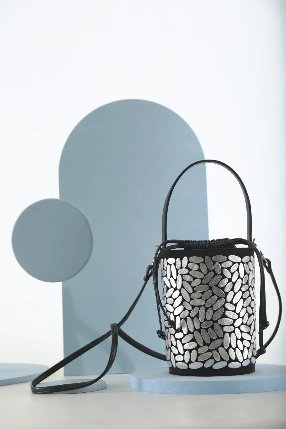 Pre-Order - Emma Bucket Leather Bag - Silver *