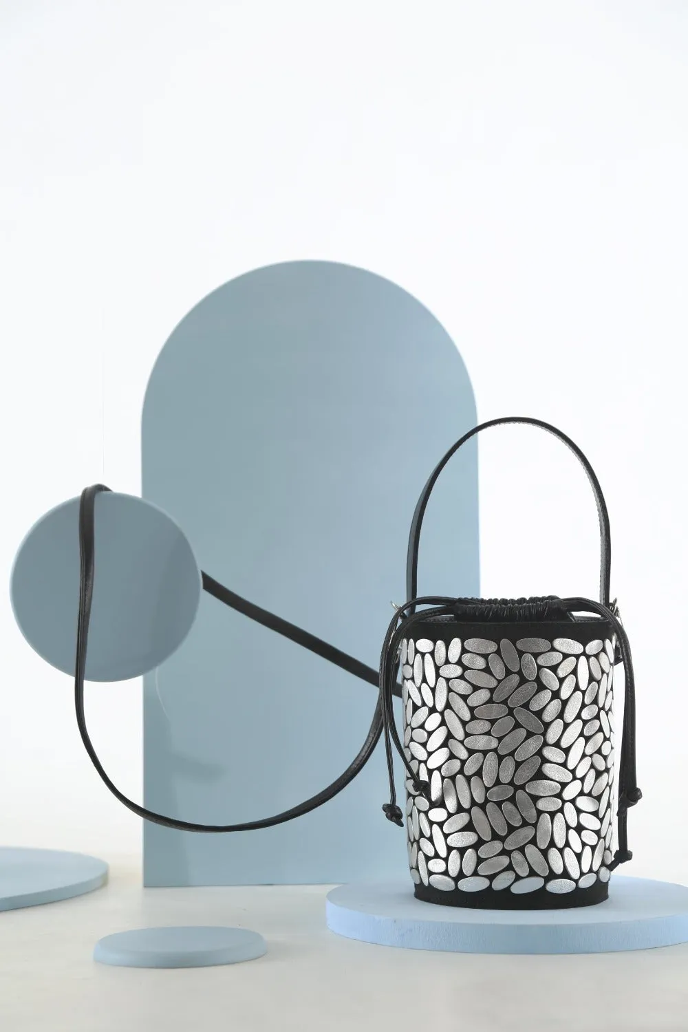 Pre-Order - Emma Bucket Leather Bag - Silver *