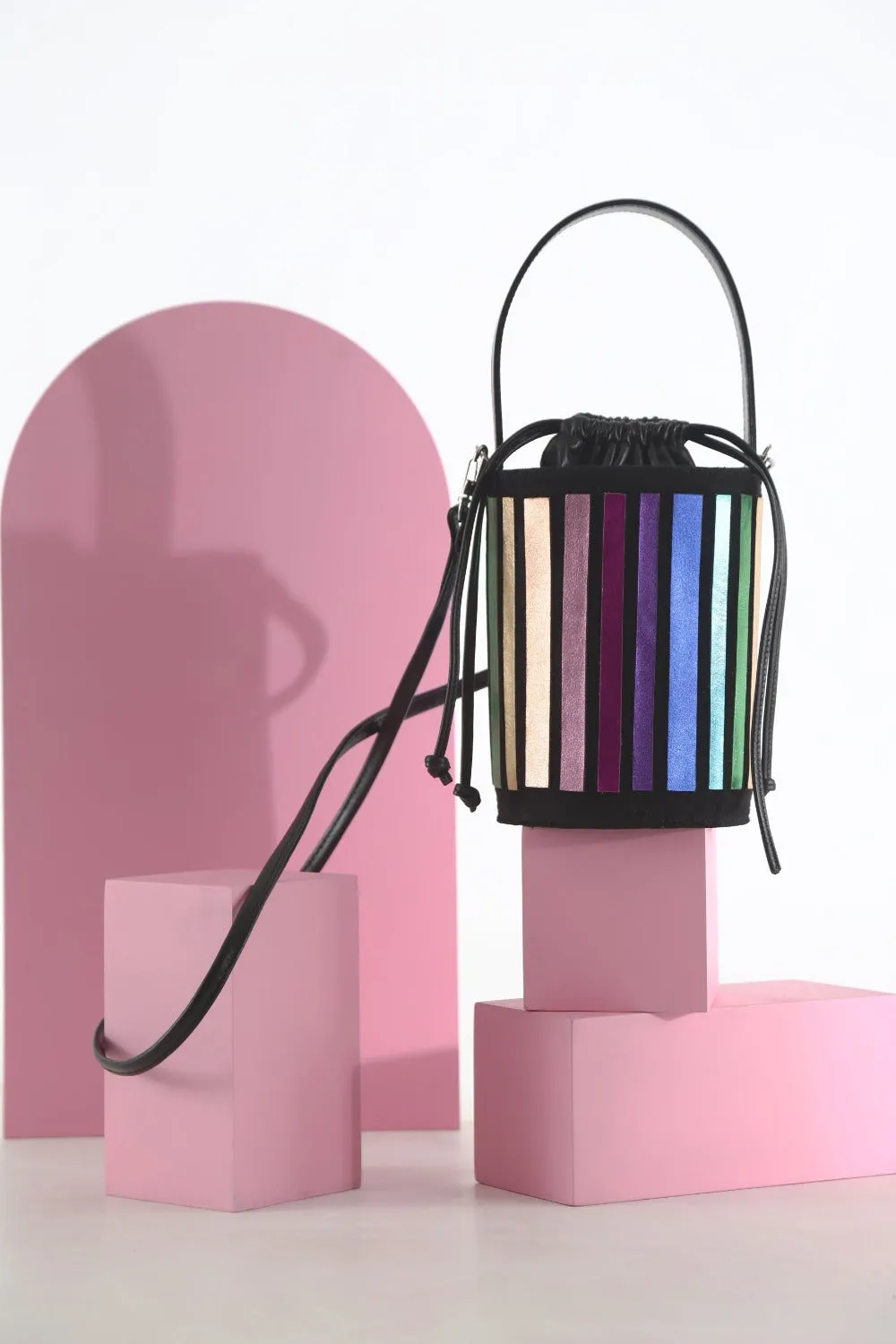 Pre-Order - Rainbow Bucket Leather Bag - Rainbow *