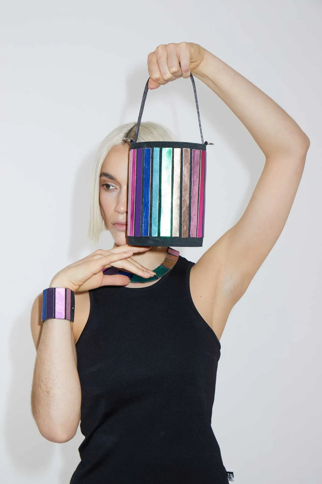 Pre-Order - Rainbow Bucket Leather Bag - Rainbow *