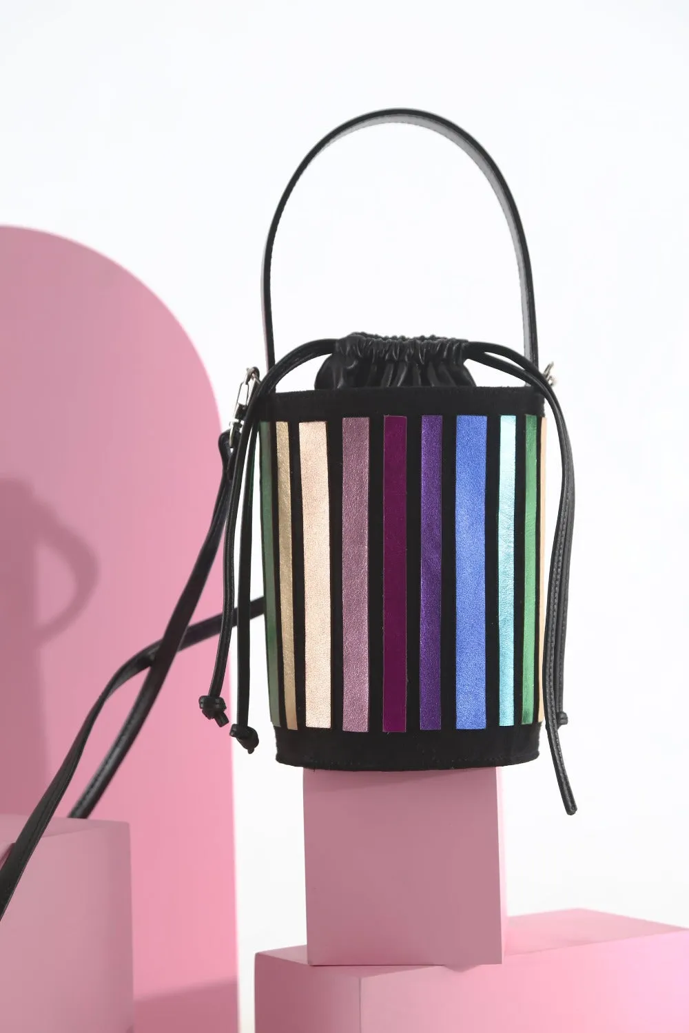 Pre-Order - Rainbow Bucket Leather Bag - Rainbow *
