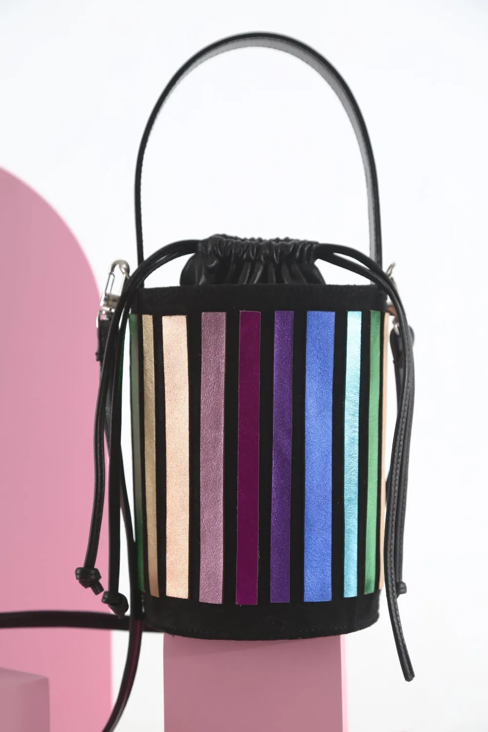 Pre-Order - Rainbow Bucket Leather Bag - Rainbow *