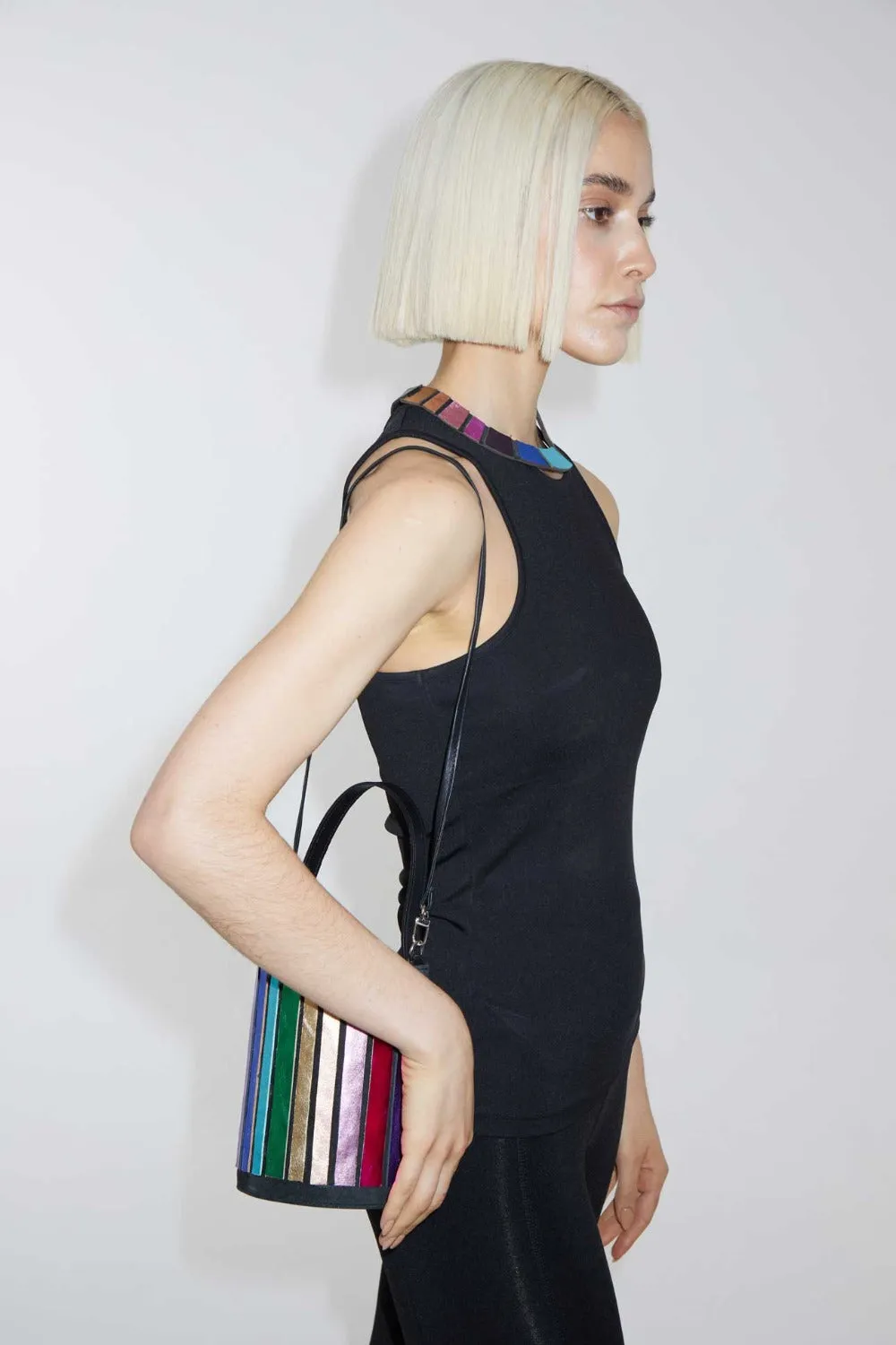 Pre-Order - Rainbow Bucket Leather Bag - Rainbow *