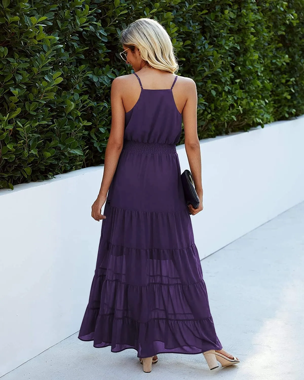 PRETTYGARDEN Sundress for Women 2025 Summer Spaghetti Strap Sleeveless High Waist Beach Long Maxi Dresses